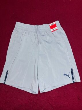 Puma Light Gray Men's Athletic Shorts with Navy Accents